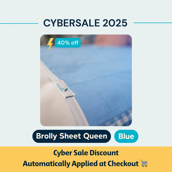 Blue Waterproof Brolly Sheet in Adult Room King Single bed