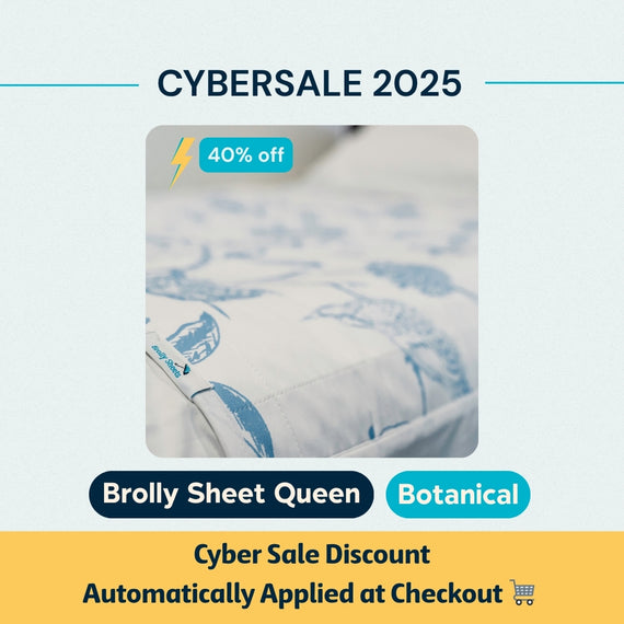 Blue Waterproof Brolly Sheet in Adult Room King Single bed