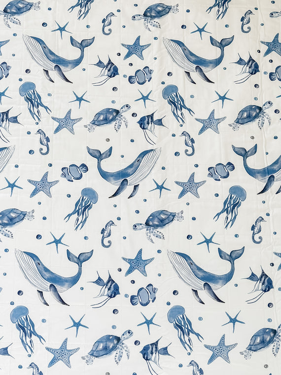 Blue Waterproof Brolly Sheet in Adult Room King Single bed