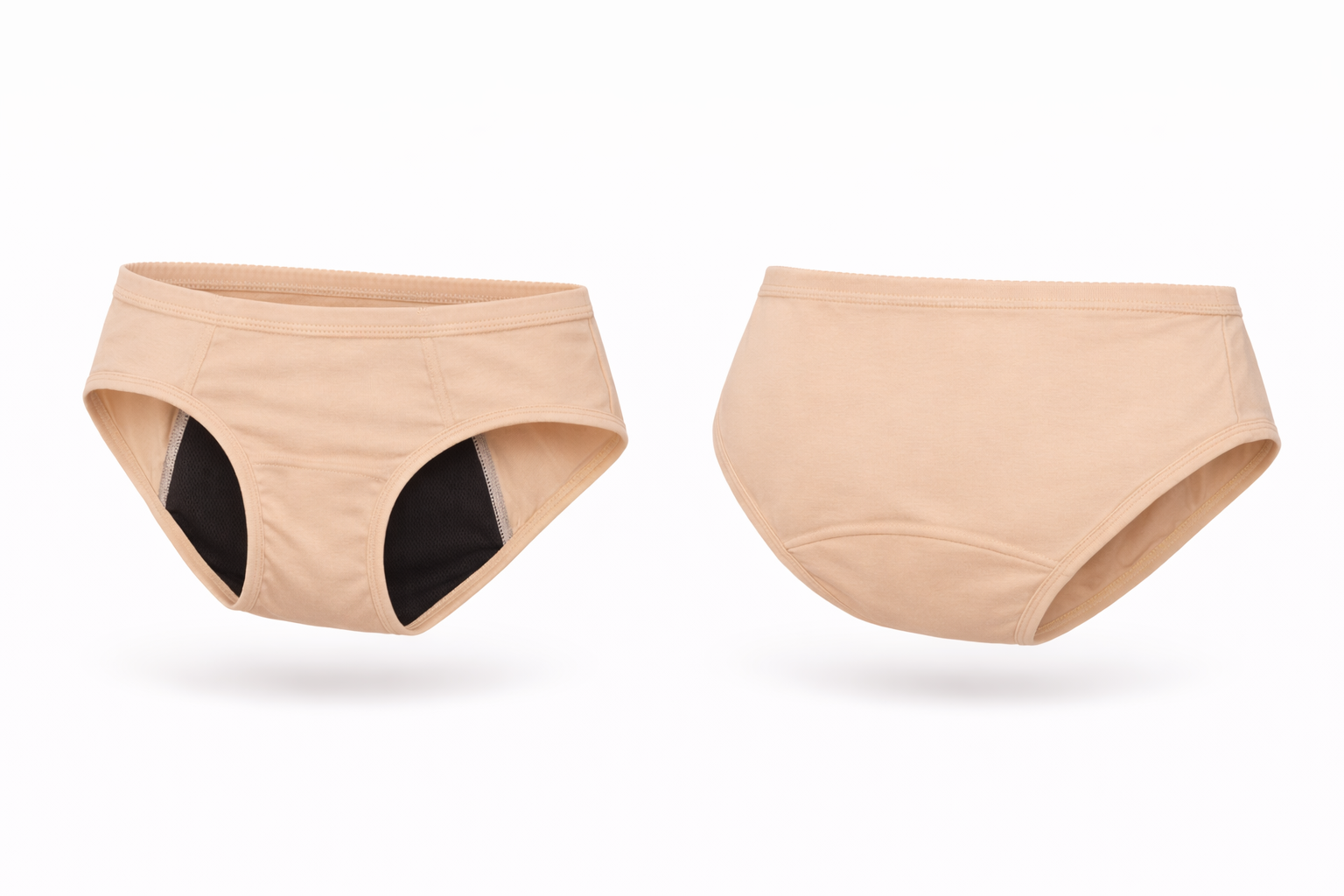 Front and Back view of beige women's Brolly underwear on a white background - Beige