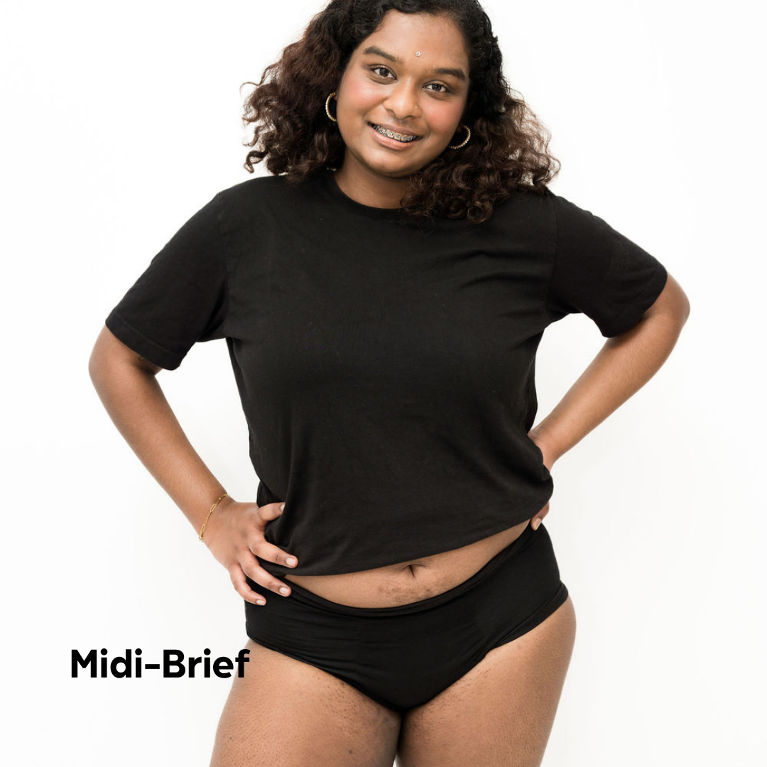Women’s Absorbent Underwear - Midi Brief - Black