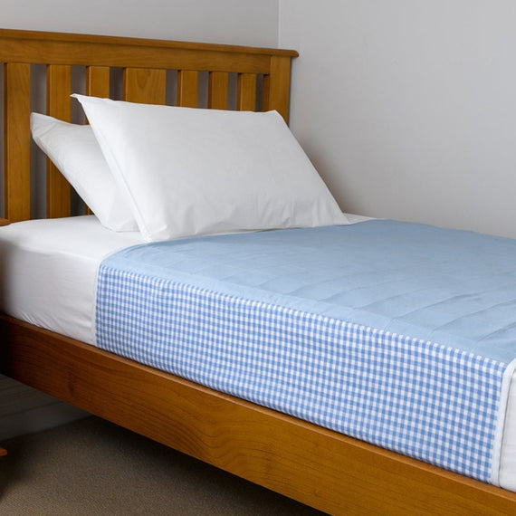 Blue Waterproof Brolly Sheet in Adult Room King Single bed