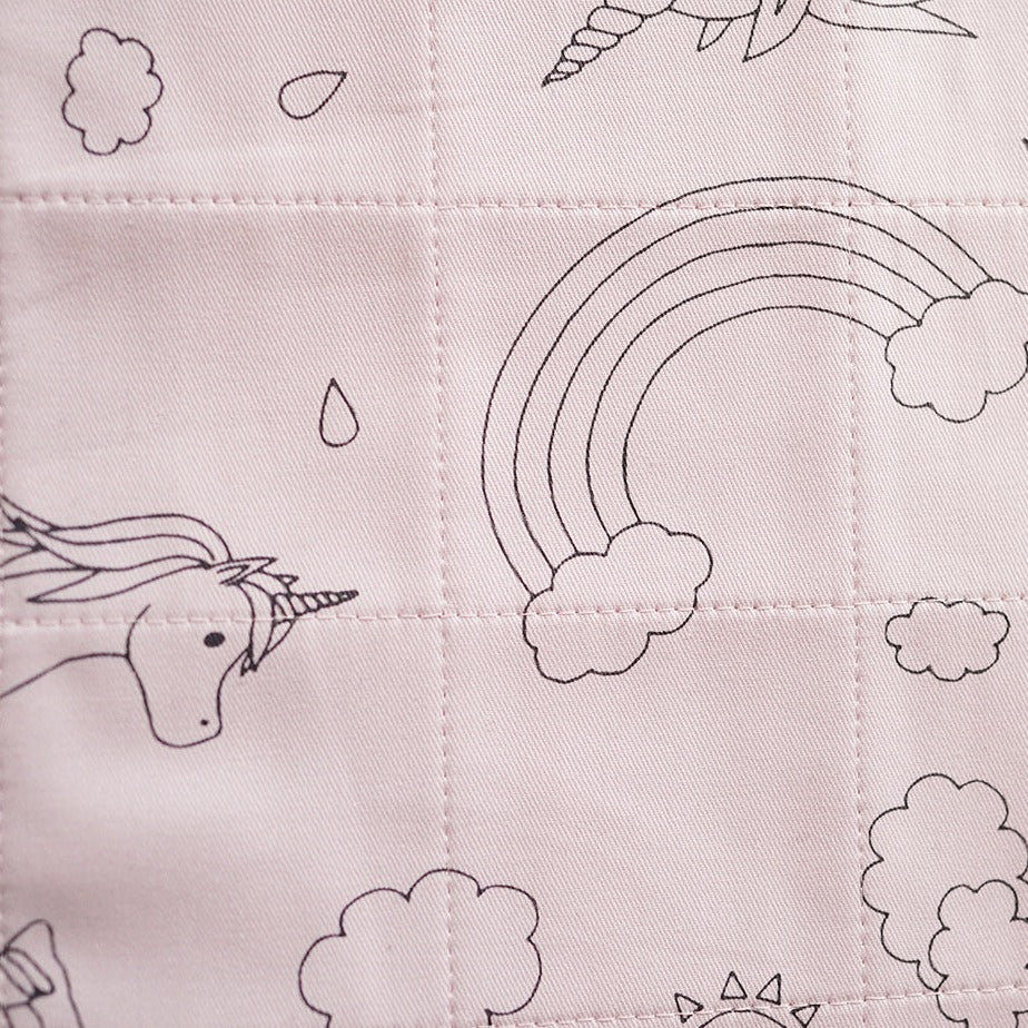 Dusty rose Unicorn waterproof sheet bed pad close up