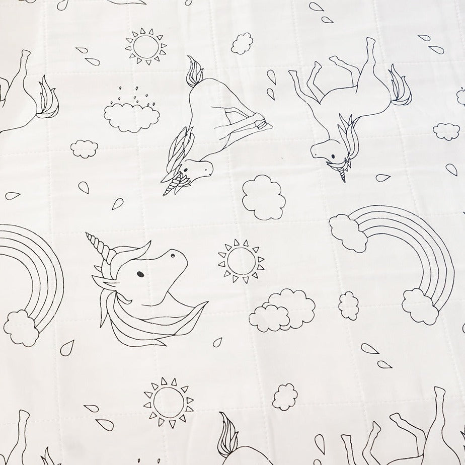 Unicorn waterproof sheet bed pad close up